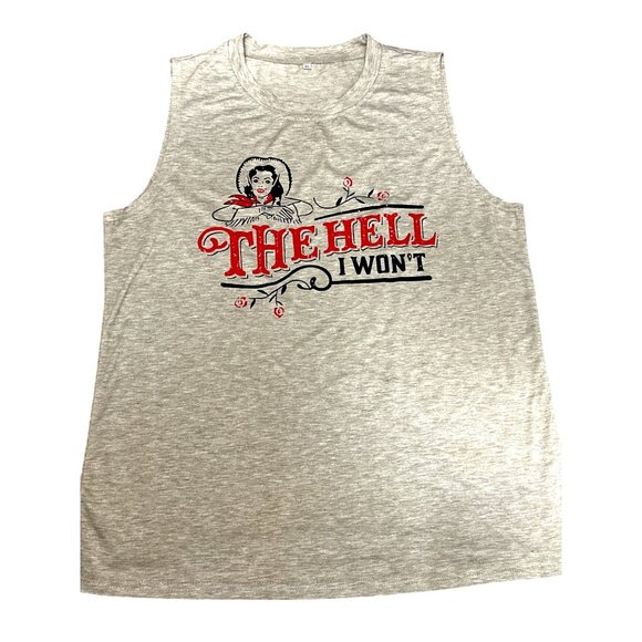 CCC Brown Sleeveless The Hell I Wont Graphic Tee Size XL - Picture 5 of 8